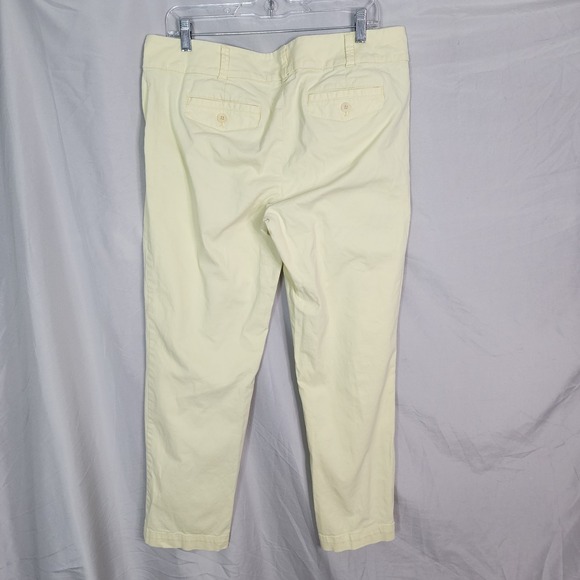 TALBOTS Size 12 The Daily Ankle Yellow Twill Cotton Blend Flat Front Preppy Pant - Picture 2 of 7